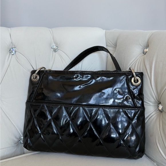 Coach Black Patent Quilted Shoulder Bag - Picture 2 of 4